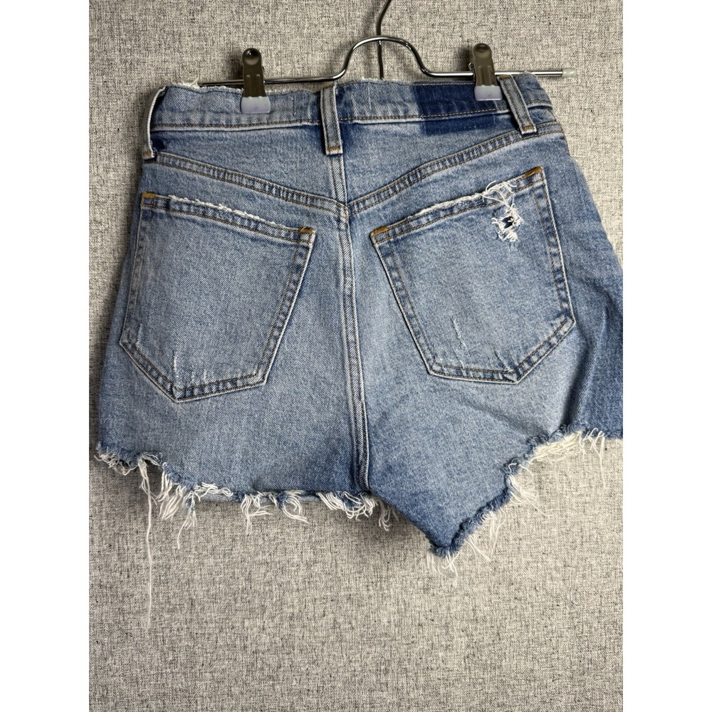 ABERCROMBIE &‎ FITCH The Mom High Rise Denim Cut Off Distressed Shorts 25 0 XS - Picture 2 of 4